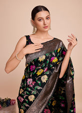 Crisp Looking Black Colour Saree